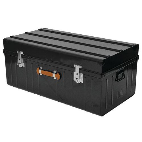 Caixa de aço de grande capacidade com tampa arredondada e pega em couro – 160 a 225 L – Pierre Henry