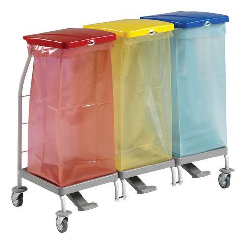 Suporte para saco com pedal e tampa – 2x70 L, 3x70 L e 4x70 L – TTS Suporte para saco com pedal e tampa – 2x70 L, 3x70 L e 4x70 L – TTS