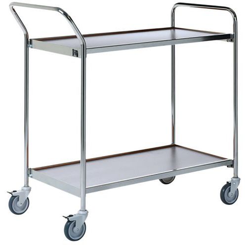 Carro móvel cinzento – 2 plataformas – capacidade de 150 kg