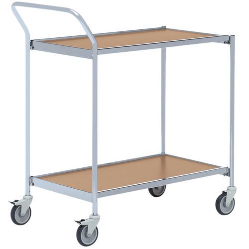 Carro móvel cinzento com pega – 2 plataformas – capacidade de 150 kg
