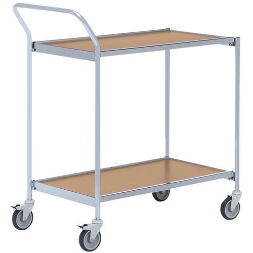 Carro móvel cinzento com pega – 2 plataformas – capacidade de 150 kg
