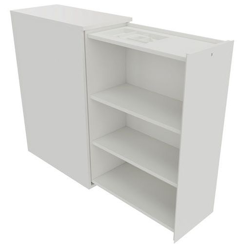 Bloco-gavetas branco com abertura lateral direita – altura: 115 cm – gavetas fixas Bloco-gavetas branco com abertura lateral direita – altura: 115 cm – gavetas fixas