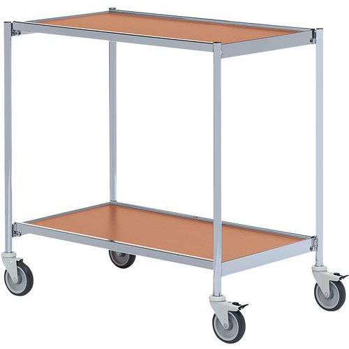 Carro móvel cinzento – 2 plataformas – capacidade de 150 kg