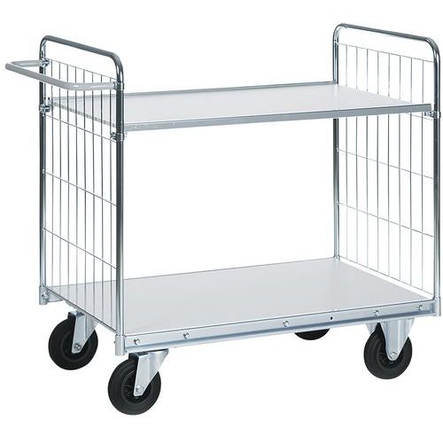Carro com espaldares gradeados – 2 plataformas – capacidade de 300 kg