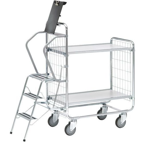 Carro com escada – 2 plataformas – capacidade de 200 kg Carro com escada – 2 plataformas – capacidade de 200 kg