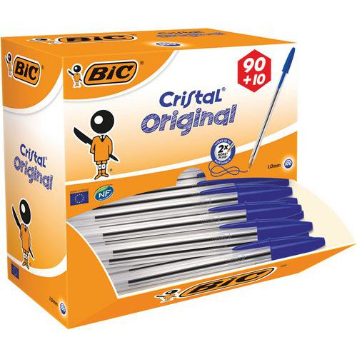 Esferográfica com tampa Cristal – caixa de 90 unidades + 10 grátis – Bic® Esferográfica com tampa Cristal – caixa de 90 unidades + 10 grátis – Bic®