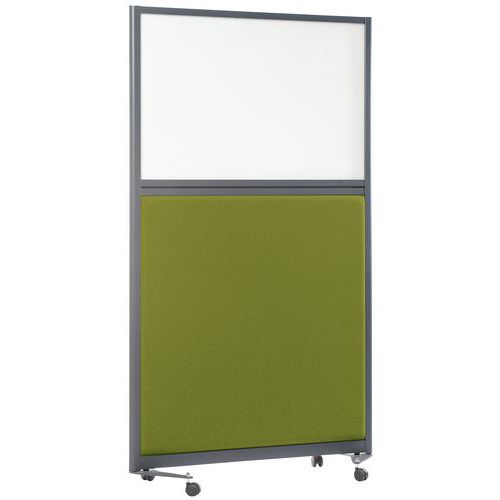 Divisória acústica com painel inferior e quadro branco magnético para escrever LIGNE M – 2000 x 1200 mm