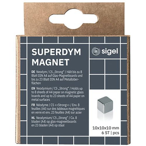 Íman para quadro de vidro – 10 mm – 6 unid. – Strong – C5 – Sigel