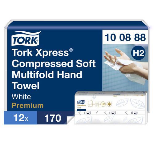 Toalhetes interfolha suaves comprimidos brancos H2, 2 camadas – Tork Toalhetes interfolha suaves comprimidos brancos H2, 2 camadas – Tork