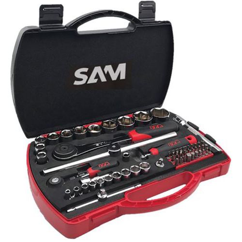 Caixa com 60 ferramentas e casquilhos de 1/4 e 1/2 – SAM