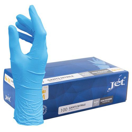 Luvas descartáveis em nitrilo azul não revestido a pó – Embalagem de 100 – MP Hygiène