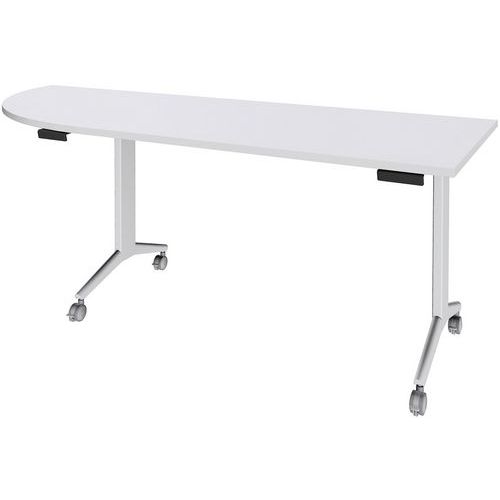 Mesa de canto esquerdo Idora – 200 x 80 cm – Pés brancos