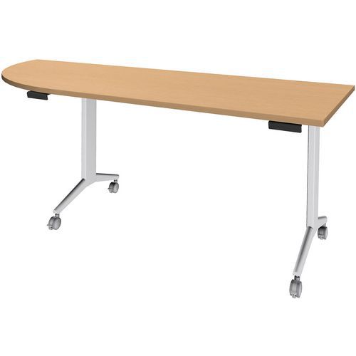 Mesa de canto esquerdo Idora – 200 x 80 cm – Pés brancos