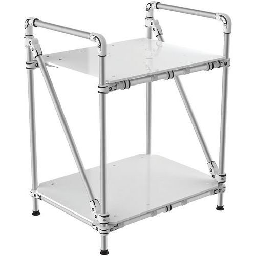 Móvel de apoio tubular com prateleira integral – Trilogiq