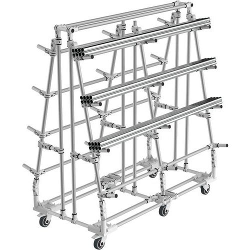 Mini-rack Cantilever móvel – base triangular – carga de 150 kg por nível – Trilogiq