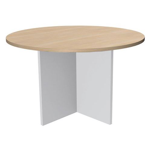 Mesa de reuniões redonda – 100 cm – carvalho/branco