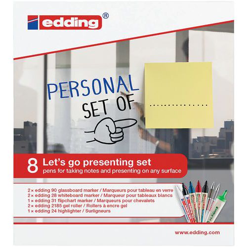 Conjunto de escrita de apresentação para quadro e paperboard – EDDING