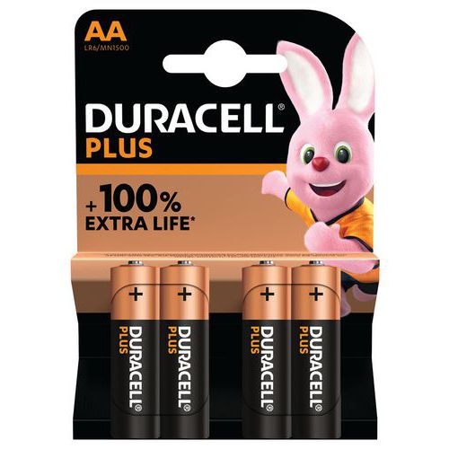 Pilha alcalina AA Plus 100% – 4 unidades – Duracell