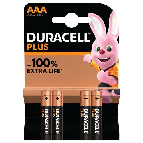 Pilha alcalina AAA Plus 100% – 4 unidades – Duracell