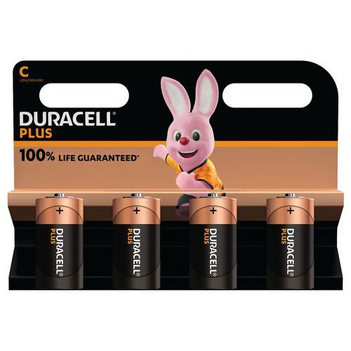 Pilha alcalina C Plus 100% – 2 ou 4 unidades – Duracell