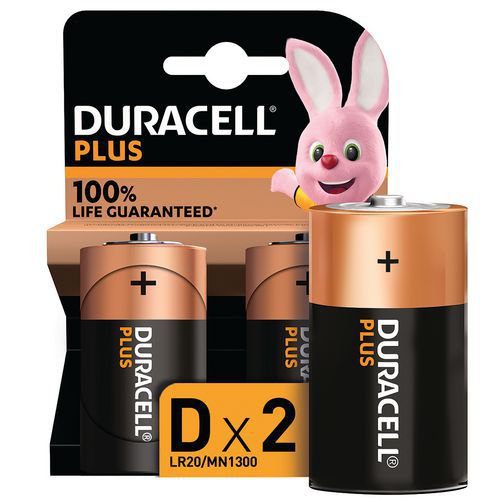 Pilha alcalina D Plus 100% – 2 unidades – Duracell
