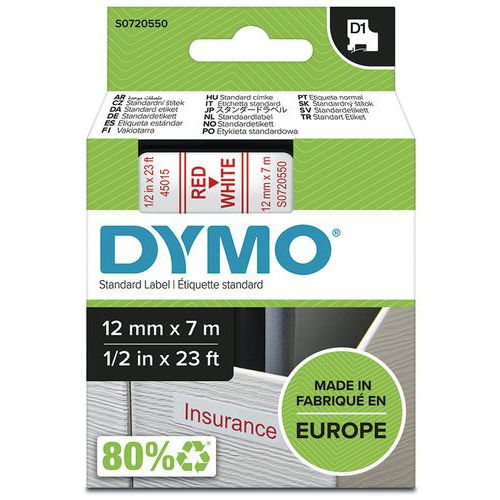 Cassete de fita D1 com 12 mm de largura – Dymo