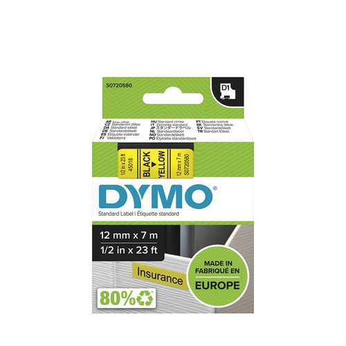 Cassete de fita D1 com 12 mm de largura – Dymo