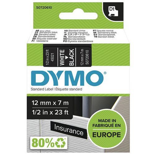 Cassete de fita D1 com 12 mm de largura – Dymo