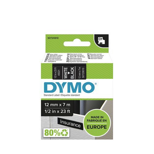 Cassete de fita D1 com 12 mm de largura – Dymo