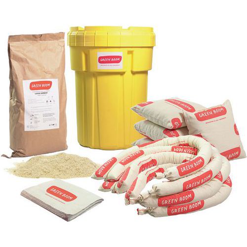 Kit antiderrames Green Boom exclusivamente para óleo – absorvente industrial até 65 L