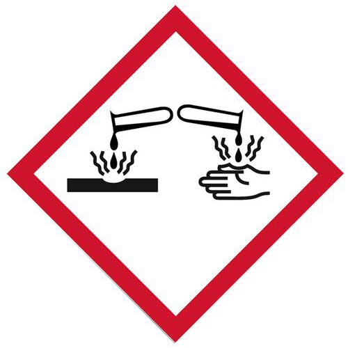 Marcação de tubagens GHS05 – corrosivo – Systemtext