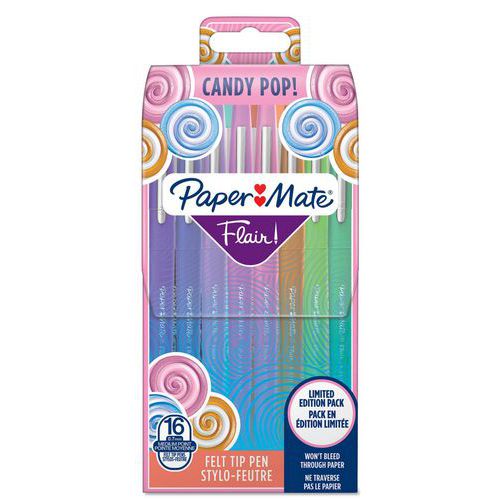 Caneta de feltro Paper Mate Flair Candy Pop, sortida, lote de 16 – Paper Mate