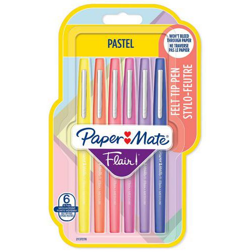 Caneta de feltro Paper Mate Flair Pastel, sortida, lote de 6 – Paper Mate