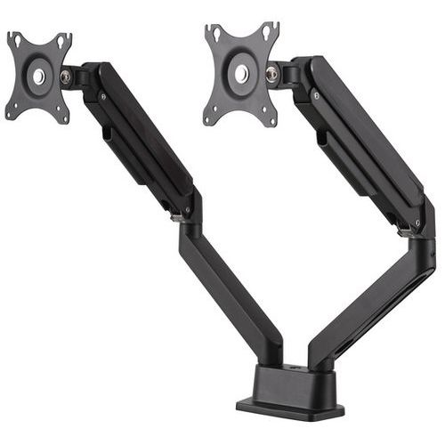 Braço de suporte duplo articulado ergonómico em preto para ecrã – Manutan Expert Braço de suporte duplo articulado ergonómico em preto para ecrã – Manutan Expert