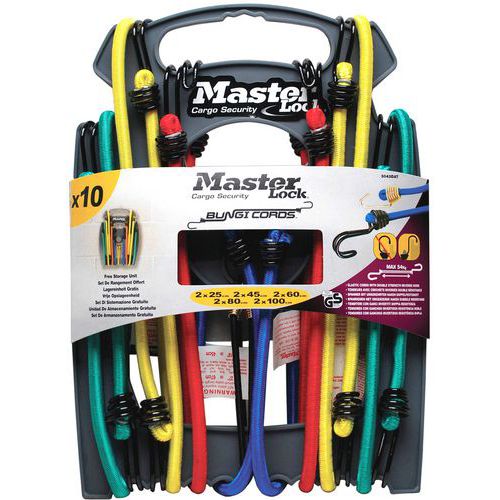 Cabo elástico Twin Wire™ com suporte de arrumação - Conjunto de 10 - Master Lock
