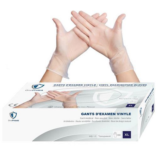 Luva descartável em vinil transparente – OneProtek