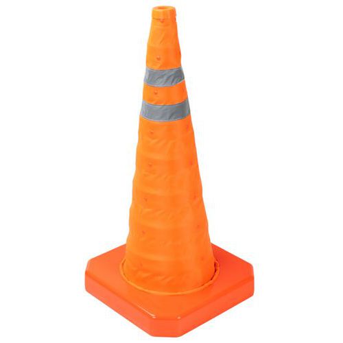 Cone de sinalização retrátil em nylon com faixas refletoras - Manutan Expert