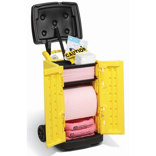Carro de absorventes para produtos químicos de 75,5 L – Pig