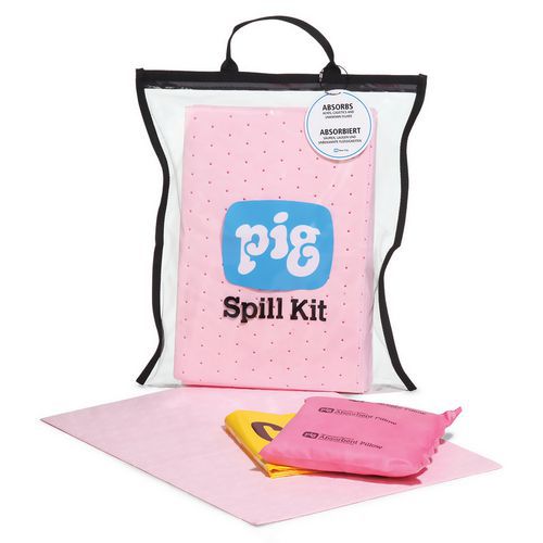 Kit antiderrames transparente para produtos químicos PIG® – 6,7 L – Pig