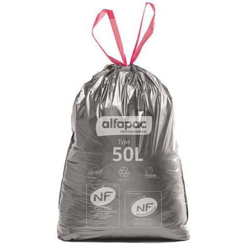 Saco de lixo com pegas deslizantes – Resíduos leves ou pesados – 30 a 100 L Saco de lixo com pegas deslizantes – Resíduos leves ou pesados – 30 a 100 L