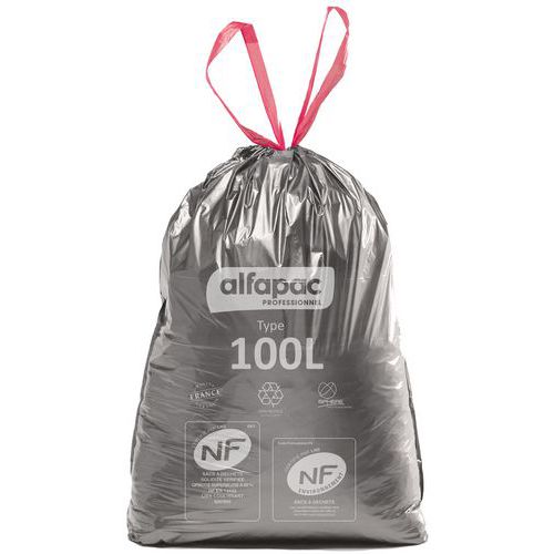 Saco de lixo com pegas deslizantes – Resíduos leves ou pesados – 30 a 100 L