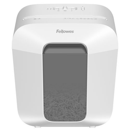 Destruidora LX25 branca corte cruzado P4 – 6 folhas – 11,5 L – Fellowes