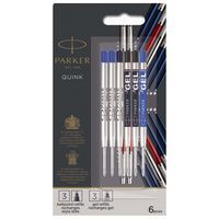 Conjunto de recargas Parker 3 gel + 3 esferográficas pretas e azuis – Parker
