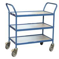 Carro de plataformas em madeira de 150 kg – 3 plataformas – Rodas em borracha