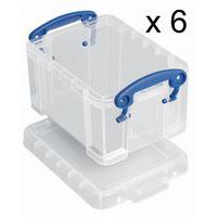 Caixa de arrumação – 120 mm de comprimento – 0,3 L – modelo translúcido – conjunto de 6