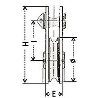H = alturaE = espessura Ø = Ø roldana