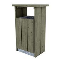 Caixote de lixo de exterior em pinho tratado – 120 L – Com porta