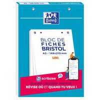 Bloco Bristol de 148x210 de 30 fichas perfuradas lisas, branco – Oxford