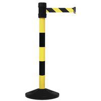 Poste em aço com correia – 4 m – Manutan Expert, Ambiente de utilização: Interior, Correia cor: Preto/amarelo