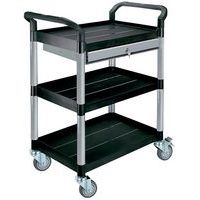 Carro 250 kg de polipropileno com 3 plataformas + 1 gaveta – Stockman